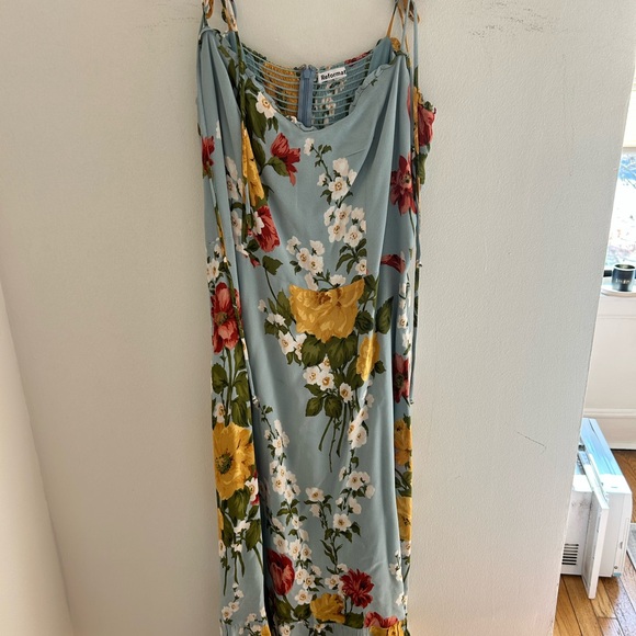 Reformation Enya Floral Dress - Light Blue and Yellow - Picture 3 of 5